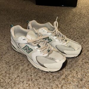 New Balance Men's White and Green Sneakers